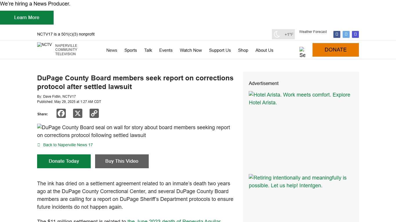 DuPage County Board members seek report on corrections protocol after settled lawsuit   | NCTV17